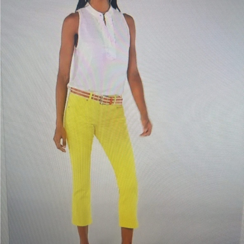 CAbi Yellow Kick Back Kick Flare Cropped Ankle Pants